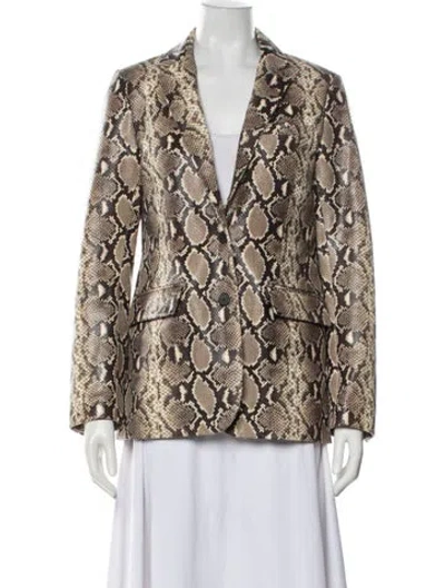 Pre-owned The Kooples Calfskin Animal Print Blazer In Black