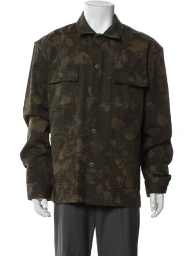 Pre-owned The Kooples Camouflage Print Utility Jacket In Green