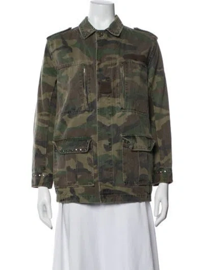 Pre-owned The Kooples Camouflage Print Utility Jacket In Green