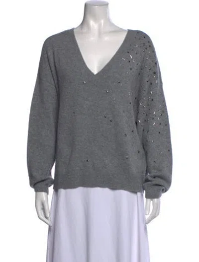 Pre-owned The Kooples Cashmere Graphic Print Sweater In Grey