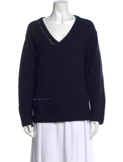 Pre-owned The Kooples Cashmere V-neck Sweater In Blue