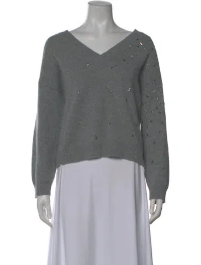 Pre-owned The Kooples Cashmere V-neck Sweater In Gray