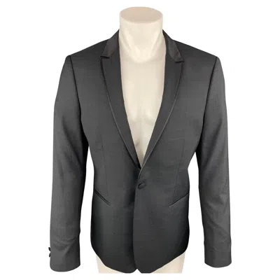 Pre-owned The Kooples Chest Size 42 Nailhead Black Wool Peak Lapel Sport Coat