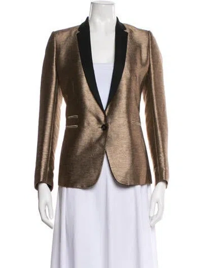 Pre-owned The Kooples Colorblock Pattern Blazer In Gold