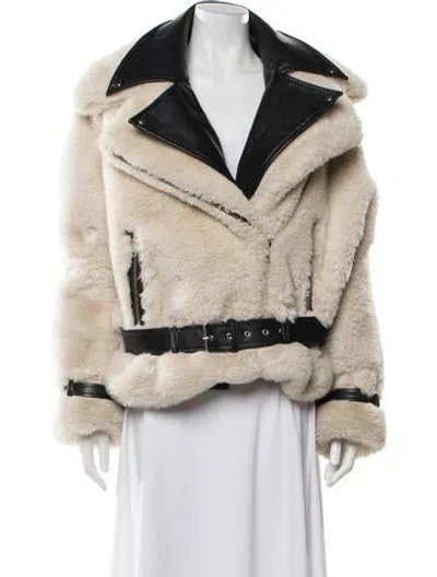 Pre-owned The Kooples Colorblock Pattern Faux Fur Jacket In Multi