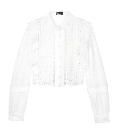 The Kooples Cotton Broderie Anglaise Shirt In White
