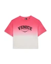 The Kooples Cotton Ombre Cropped Tee In Pink