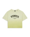 The Kooples Cotton Ombre Cropped Tee In Yellow
