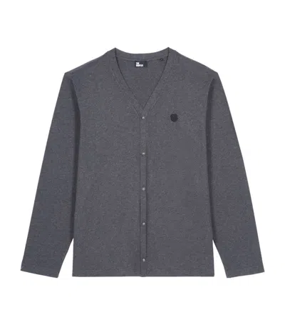 The Kooples Cotton V-neck Cardigan In Anthracite Melange