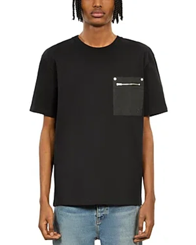The Kooples Mens Black Pocket-embroidered Short-sleeve Cotton T-shirt