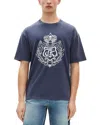 The Kooples Mens Dark Navy Graphic-print Dropped-shoulder Cotton T-shirt Xl