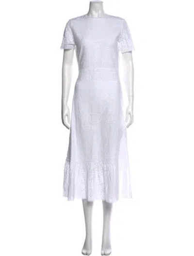 Pre-owned The Kooples Crew Neck Midi Length Dress In White
