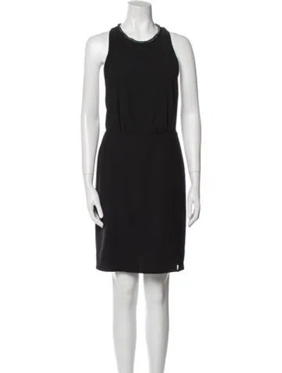 Pre-owned The Kooples Crew Neck Mini Dress In Black