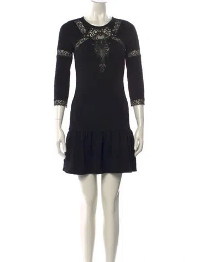 Pre-owned The Kooples Crew Neck Mini Dress In Black