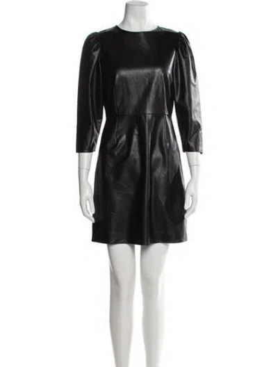 Pre-owned The Kooples Crew Neck Mini Dress In Black