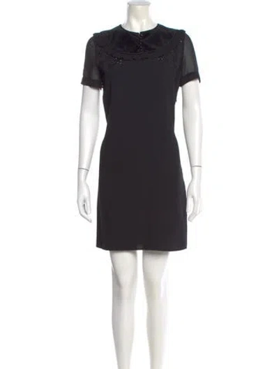 Pre-owned The Kooples Crew Neck Mini Dress In Black