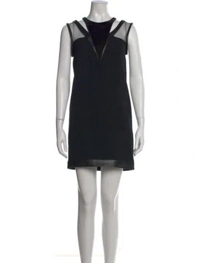 Pre-owned The Kooples Crew Neck Mini Dress In Black