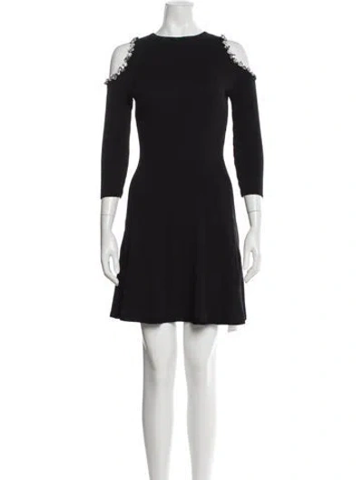 Pre-owned The Kooples Crew Neck Mini Dress In Black