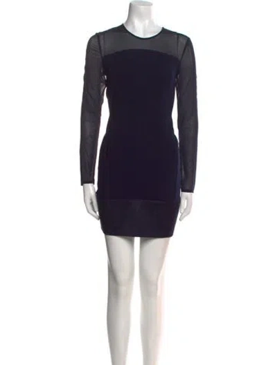 Pre-owned The Kooples Crew Neck Mini Dress In Blue