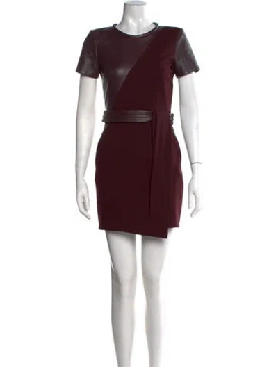 Pre-owned The Kooples Crew Neck Mini Dress In Burgundy