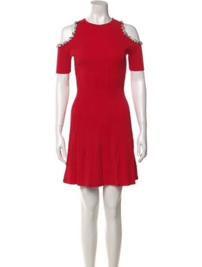 Pre-owned The Kooples Crew Neck Mini Dress In Red