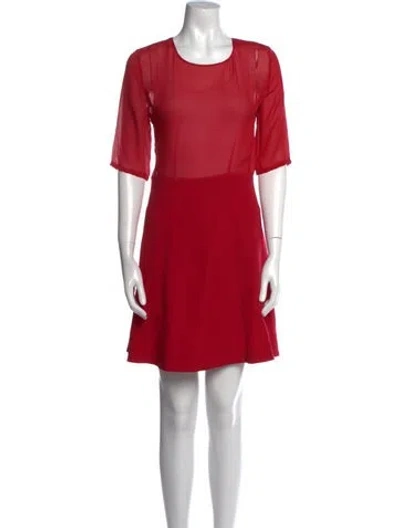 Pre-owned The Kooples Crew Neck Mini Dress In Red