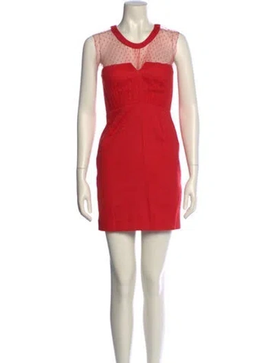 Pre-owned The Kooples Crew Neck Mini Dress In Red