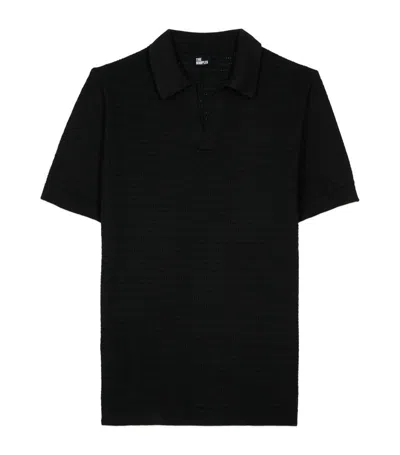 The Kooples Crochet Polo Shirt In Black