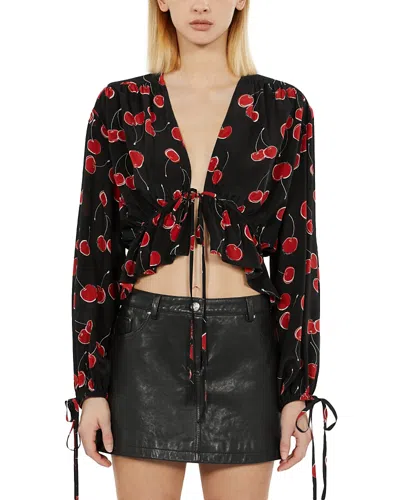 The Kooples Crop Top In Black - Red