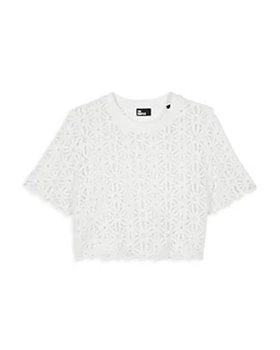 The Kooples Cropped Floral Lace Top In White