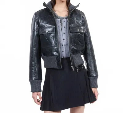 The Kooples Cropped Leather Jacket In Black