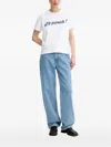 The Kooples Denim-detail Logot-shirt In Blue