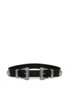 The Kooples Womens Bla01 Double-buckle Leather Belt In Black