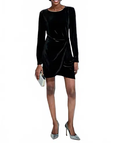 The Kooples Draped Velvet Mini Dress In Bla01 In Black
