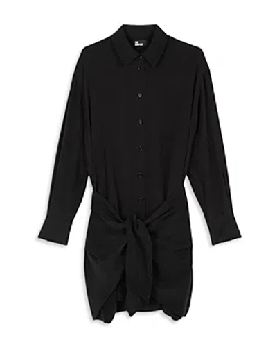 The Kooples Draped Waist Shirt Dress In Black