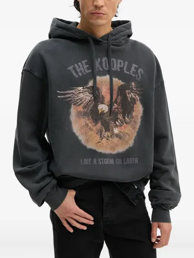 The Kooples Eagle-graphic Hoodie In Gray