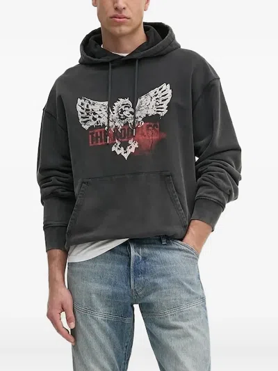 The Kooples Eagle-print Hoodie In Gray
