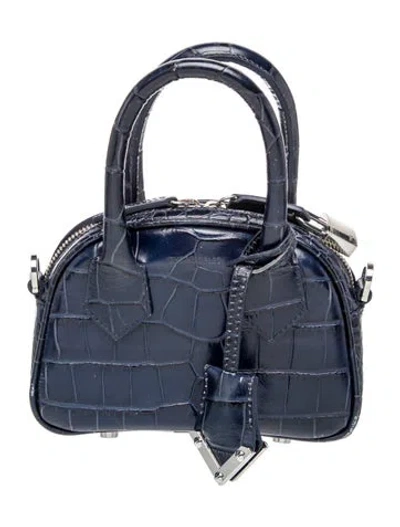 Pre-owned The Kooples Embossed Leather Shoulder Bag In Blue
