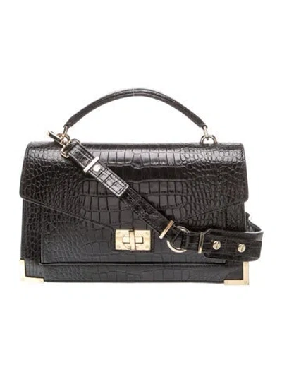 Pre-owned The Kooples Embossed Leather Top Handle Bag In Black