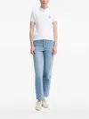 The Kooples Womens White Brand-embroidered Mandarin-collar Cotton Polo Shirt In White