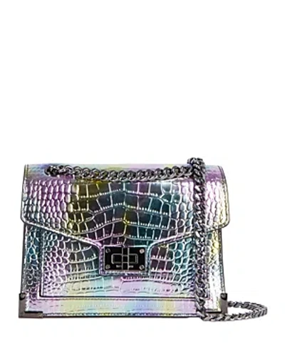 The Kooples Emily Croc Effect Iridescent Chain Bag In Multi