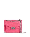 The Kooples Emily Croc Effect Iridescent Chain Bag In Pink