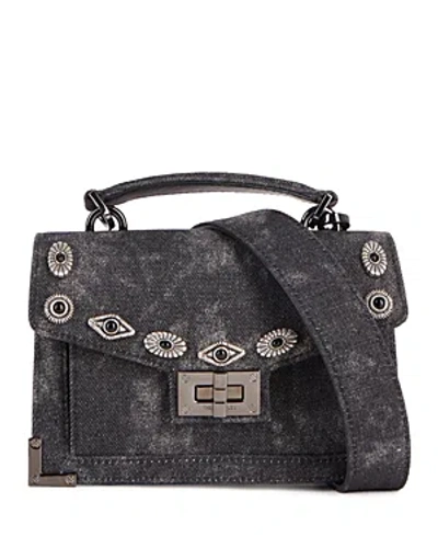 The Kooples Emily Nano Black Denim Bag In Black Washed