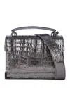 The Kooples Emily Small Embossed Metallic Leather Handbag In Gunmetal