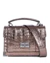 The Kooples Emily Small Embossed Metallic Leather Handbag In Pink Bronze