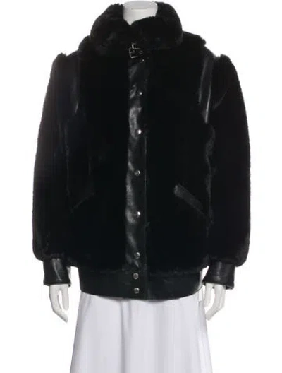 Pre-owned The Kooples Faux Fur Coat In Black