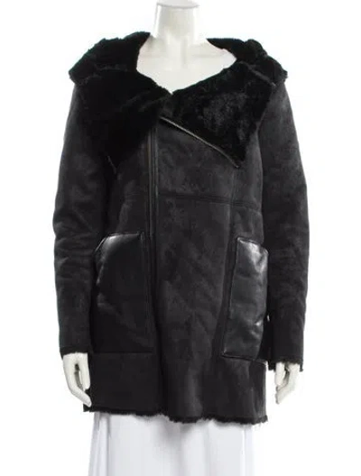 Pre-owned The Kooples Faux Fur Coat In Black