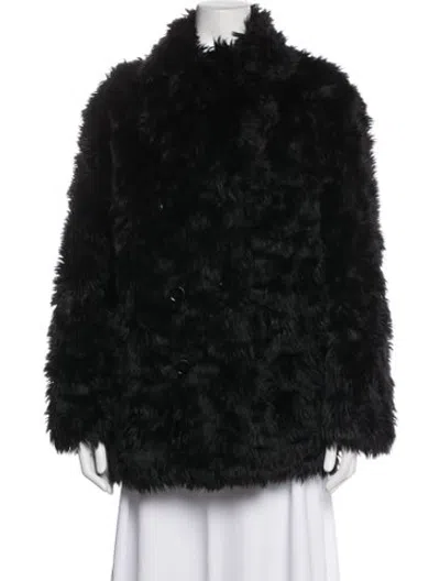 Pre-owned The Kooples Faux Fur Coat In Black