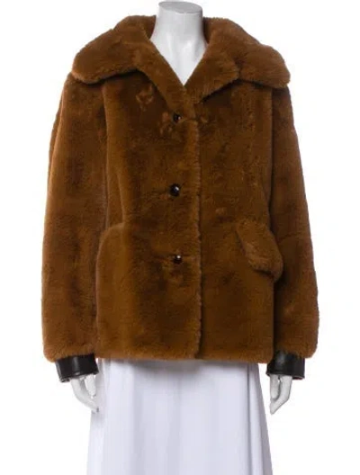 Pre-owned The Kooples Faux Fur Coat In Brown