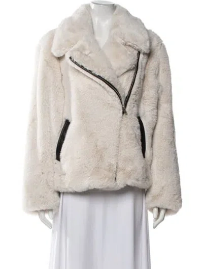 Pre-owned The Kooples Faux Fur Coat In Neutrals
